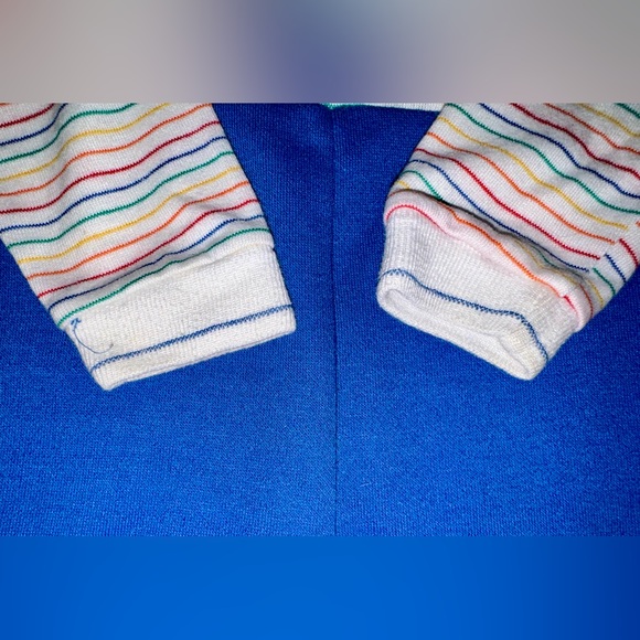 Vintage Health-Tex Truck One Piece Outfit 12 Months Blue Romper Rainbow Striped - Picture 3 of 5